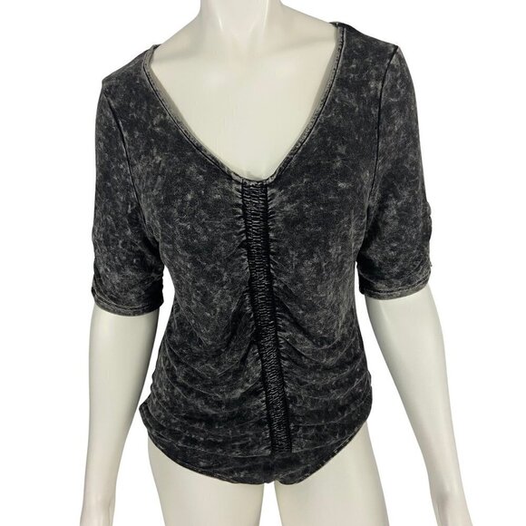 Promesa Women's Bodysuit Top Size L Short Sleeve Dark Grey NWT - Picture 1 of 8